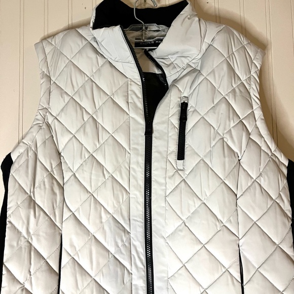 Andrew Marc Women's XXL Puffer Vest Gray Black Full Zip Mock Neck Quilted - Picture 2 of 7